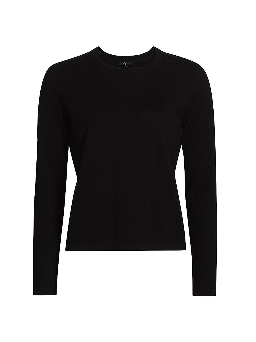 Women's Cotton-Cashmere Long-Sleeve T-Shirt - Black - Size Large