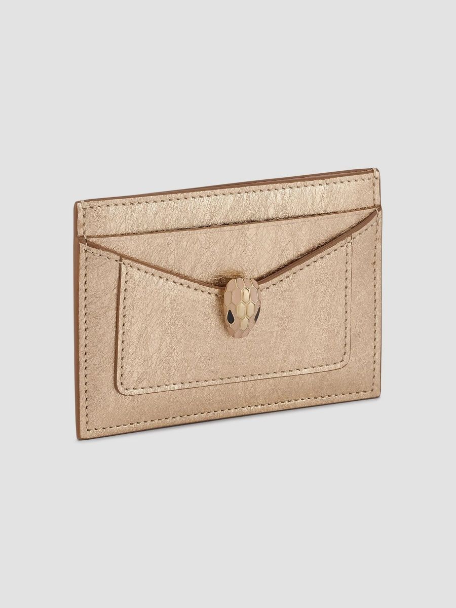 BVLGARI Women's Serpenti Forever Leather Card Holder - Light Gold