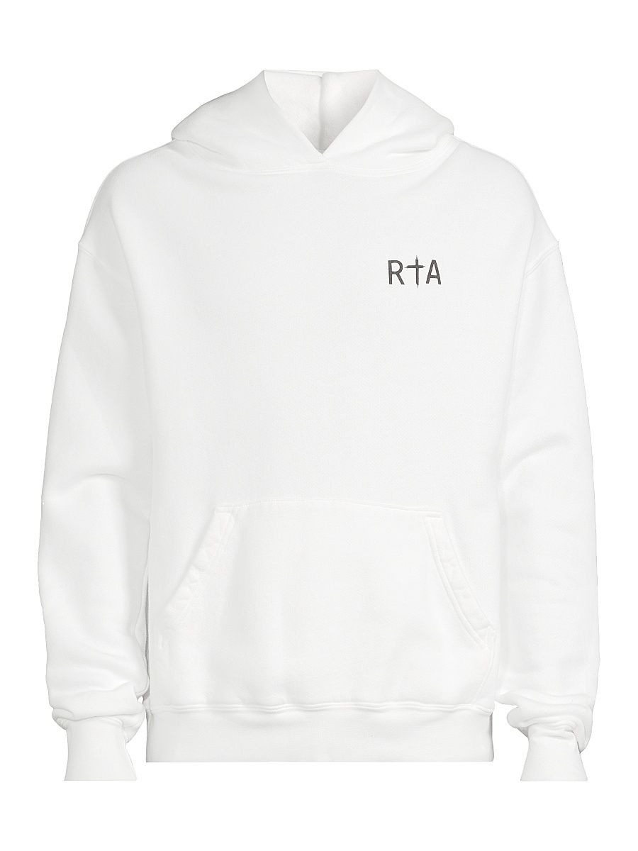 Men's Dion Cross Cotton Hoodie - White Black Cross - Size Small