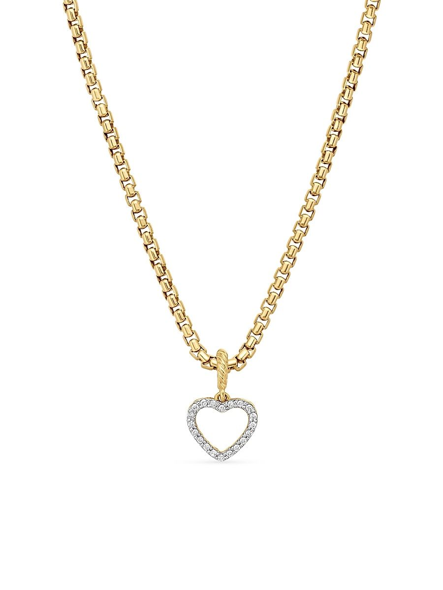 Women's Heart Amulet in 18K Yellow Gold with Diamonds, 18.5mm - Diamond
