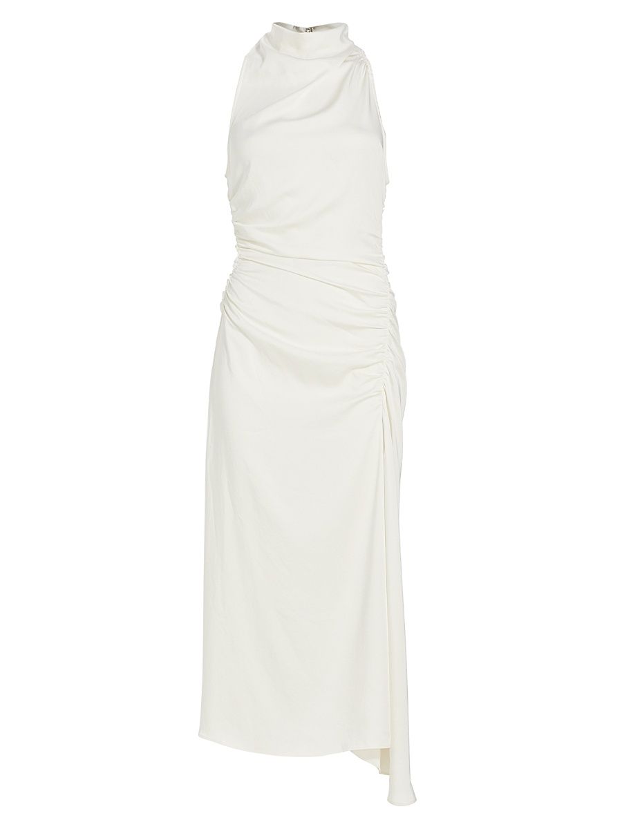 Women's Inez Satin Halter Dress - Whisper White - Size 12