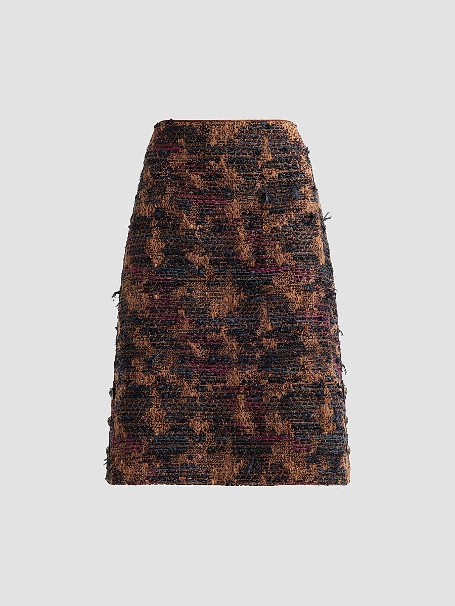 Kobi Halperin Women's Olsen Tweed Knee-Length Skirt - Brown Multi - Size XL
