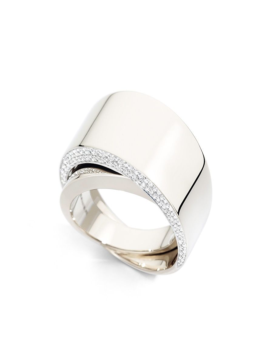 Women's Tourbillon 18K White Gold & Diamond Ring - White Gold - Size 6.25