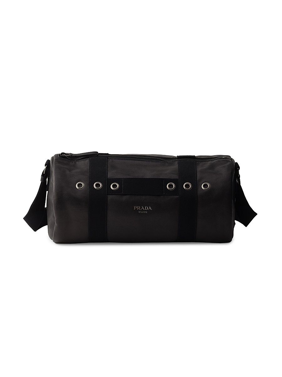 Men's Leather Shoulder Bag - Black