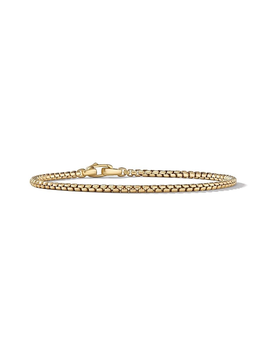 Men's Box Chain Bracelet in 18K Yellow Gold, 2.7MM - Gold - Size Small