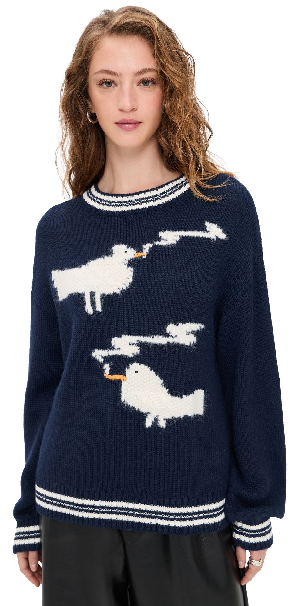 MOTHER The Oversized Sweater Stoned Birds S