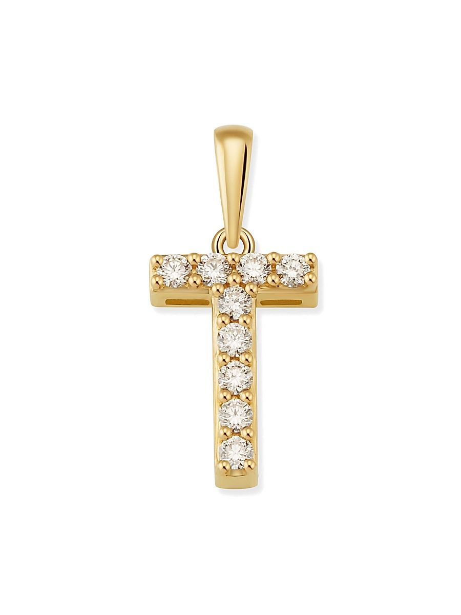 Oradina Women's 14K Yellow Gold Luxe Letter Diamond Initial Pendant Charm - Letter X Gold