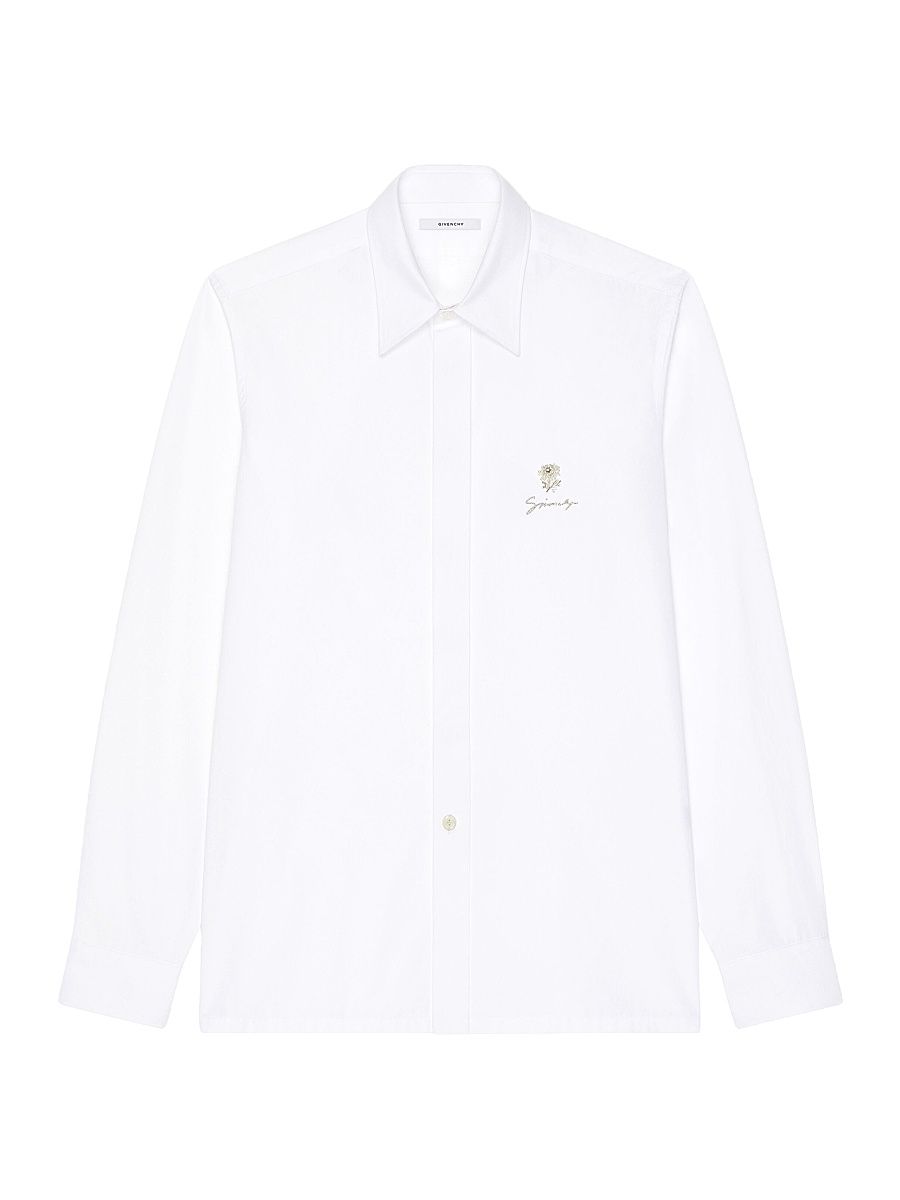 Givenchy Men's Slim Fit Shirt in Cotton with Pearl Embroidery - White - Size 17.5