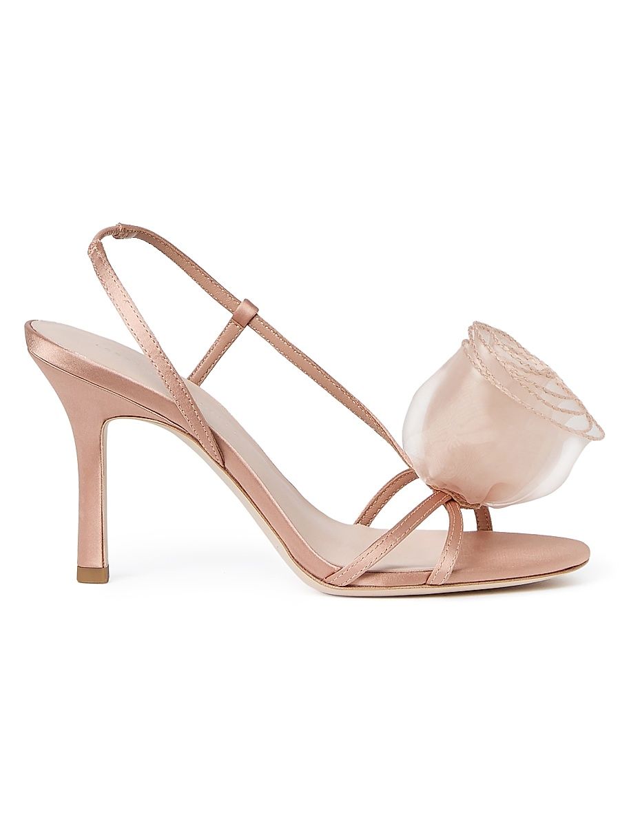 Women's Steph Organza Rosette 100MM Stiletto Sandals - Blush - Size 5.5