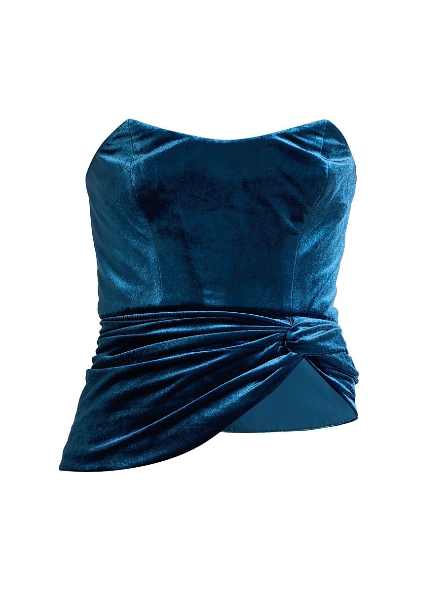 Women's Velvet Twist-Hem Bustier - Sky Captain - Size 14