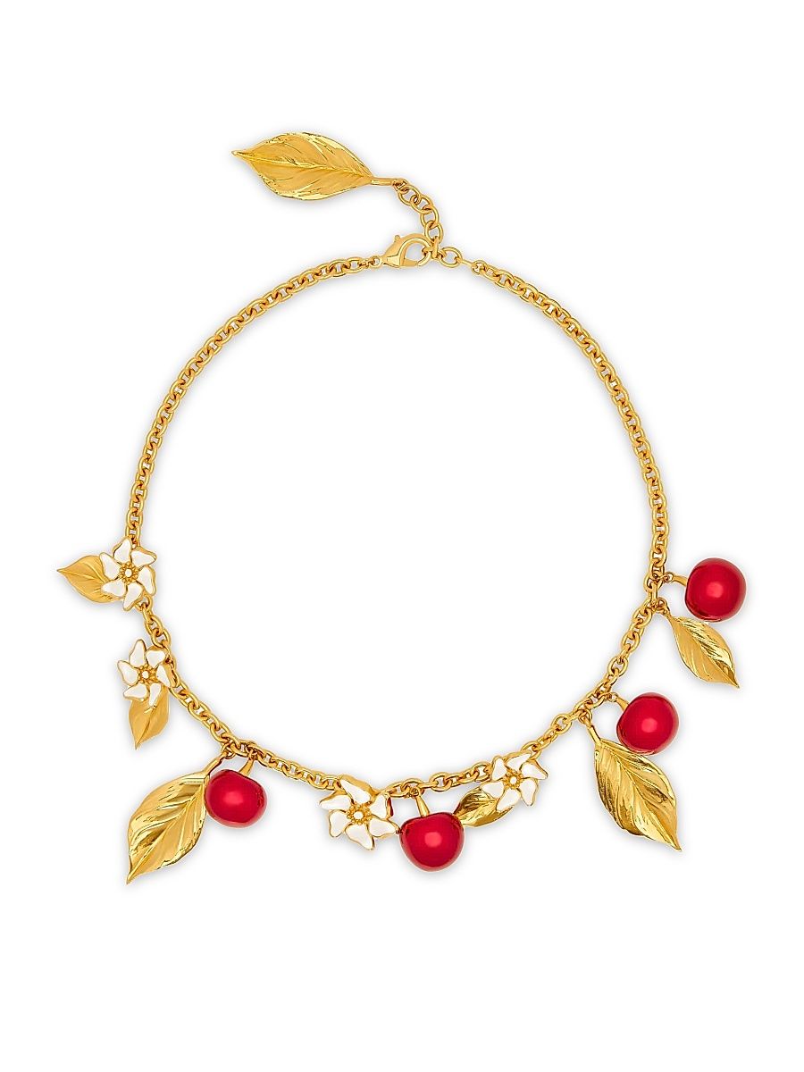 Women's Cherry 24K-Gold-Plated & Enamel Necklace - Red