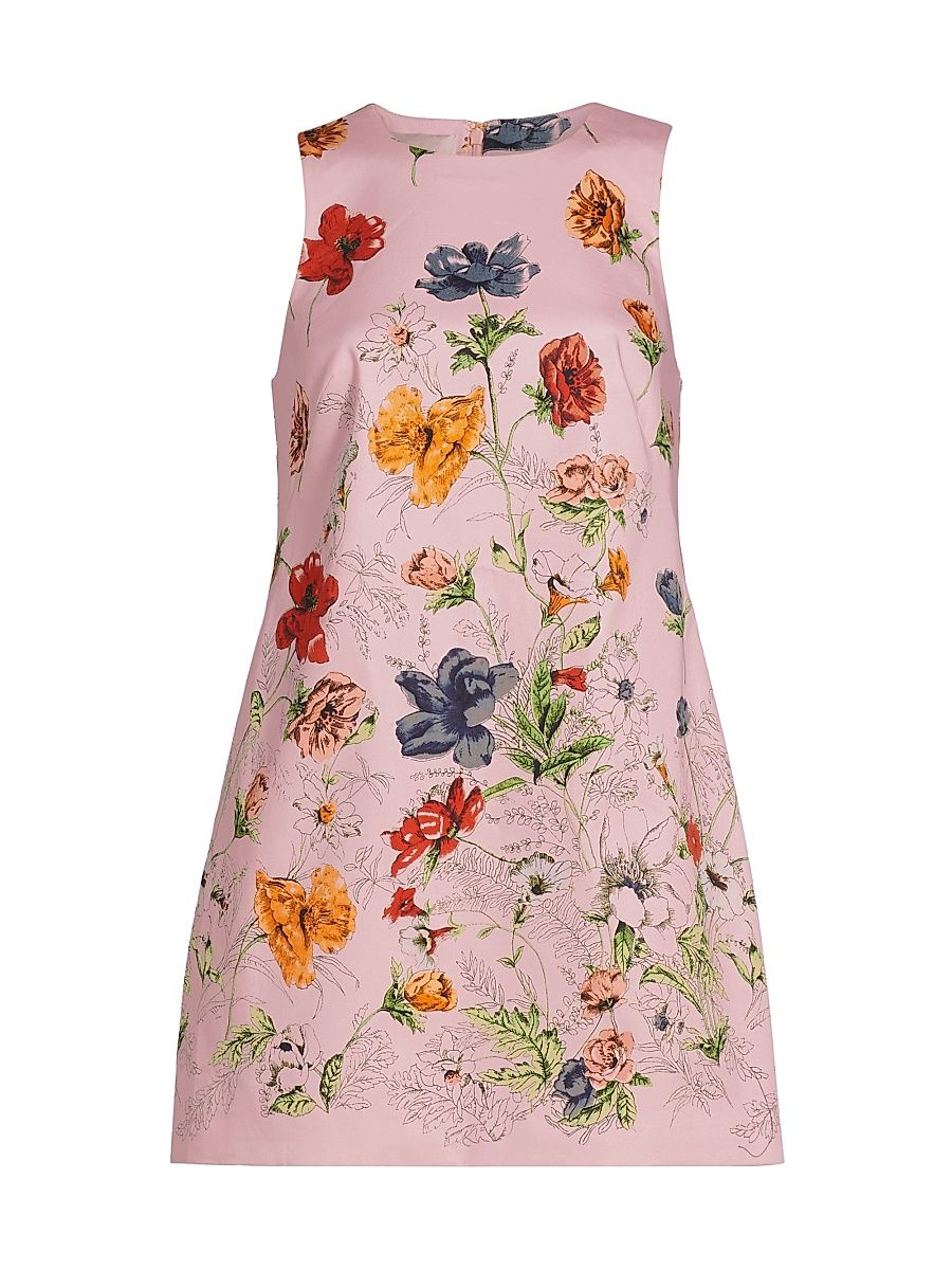 Women's Mackenzie Floral Sleeveless A-Line Minidress - Botanica Blush - Size Medium
