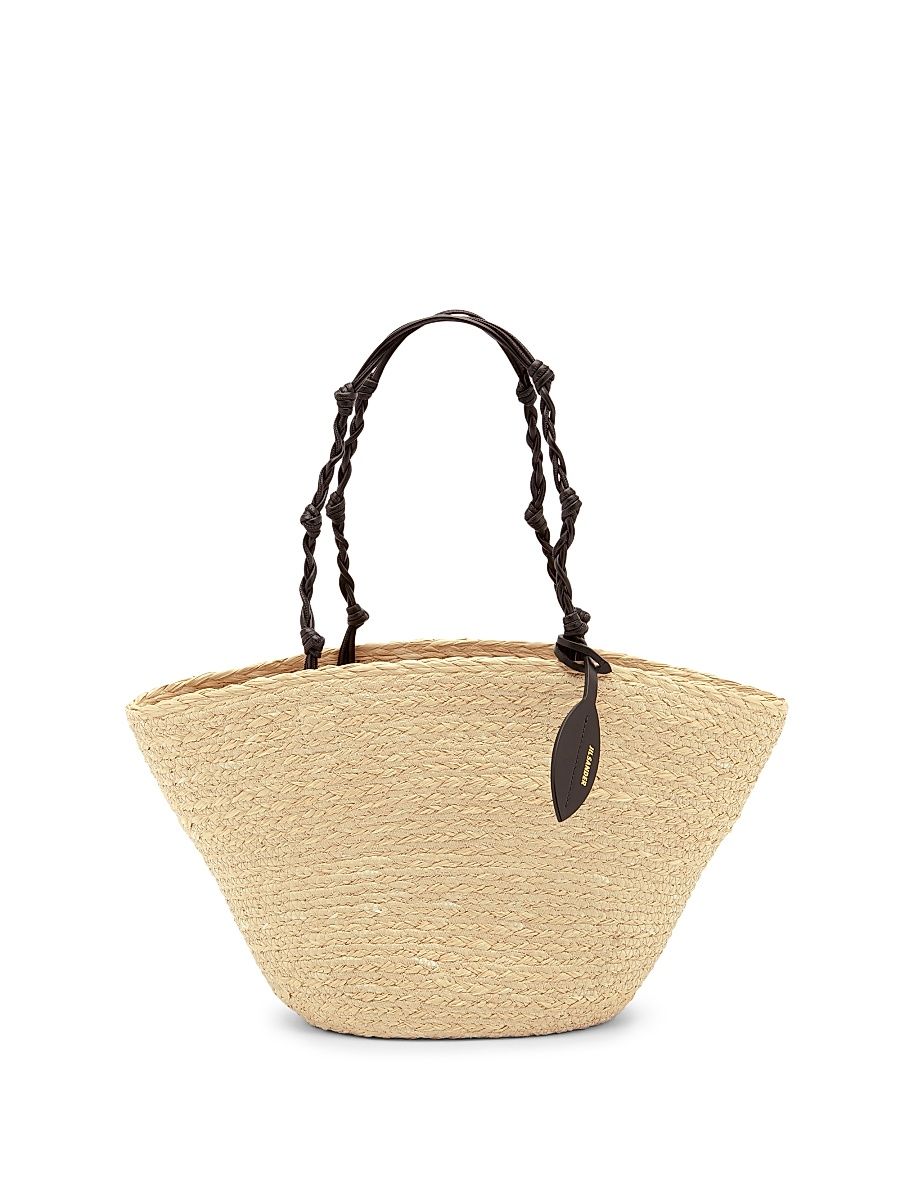 Women's Tangle Small Raffia Bucket Bag - Natural Black