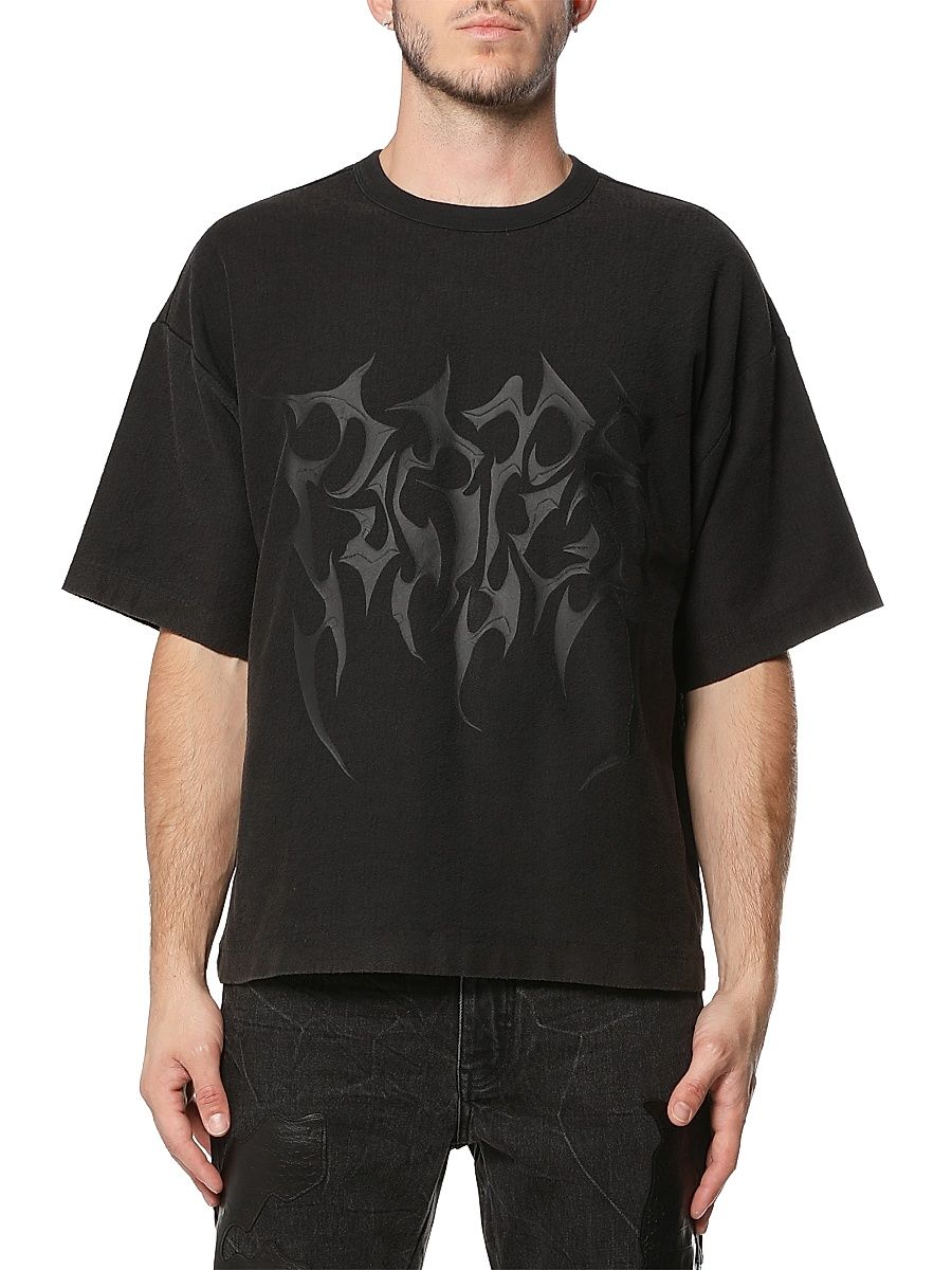 Men's Flame Textured Jersey Crewneck T-Shirt - Black - Size XXL