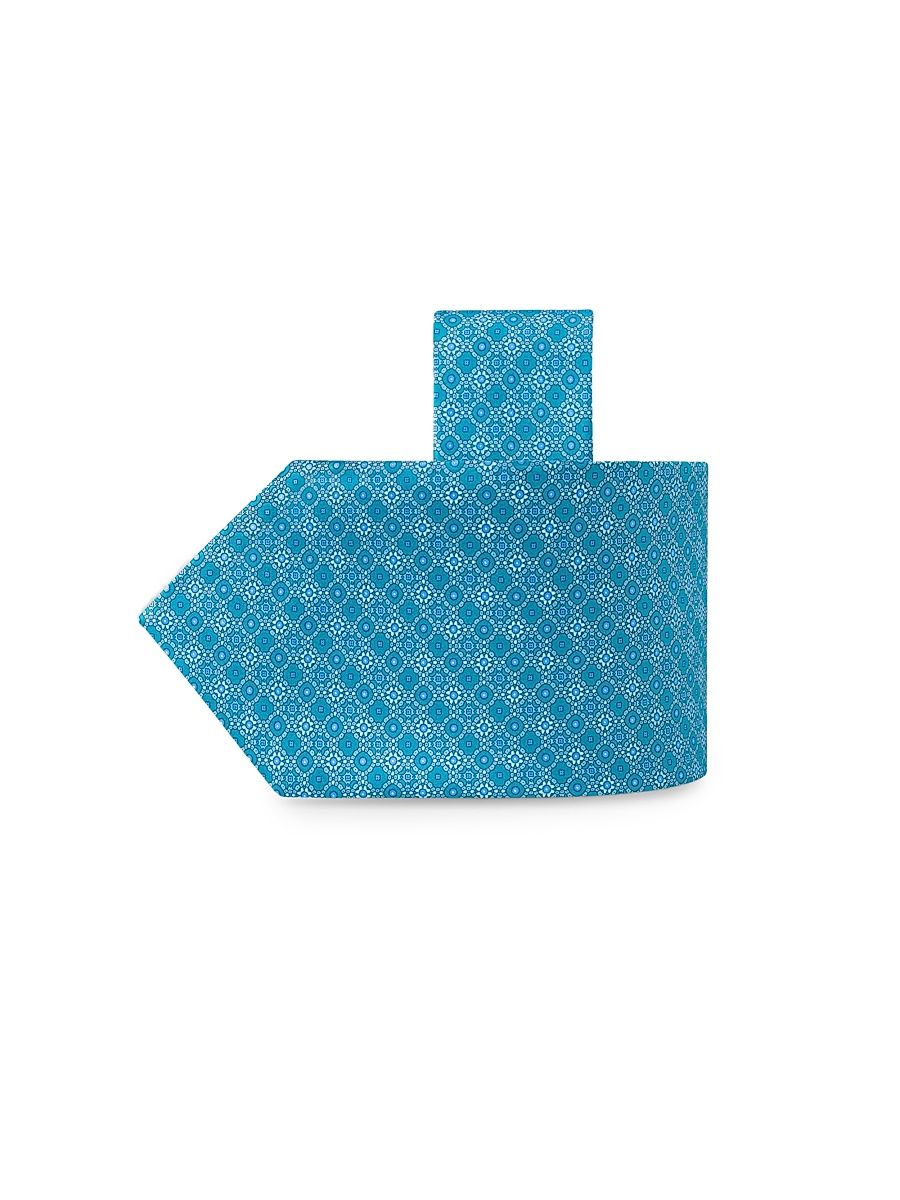 Men's Luxury Tile Jacquard Silk Tie - Green Light Blue