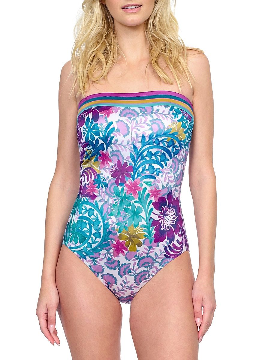 Women's Bali Floral Strapless One-Piece Swimsuit - Size 12