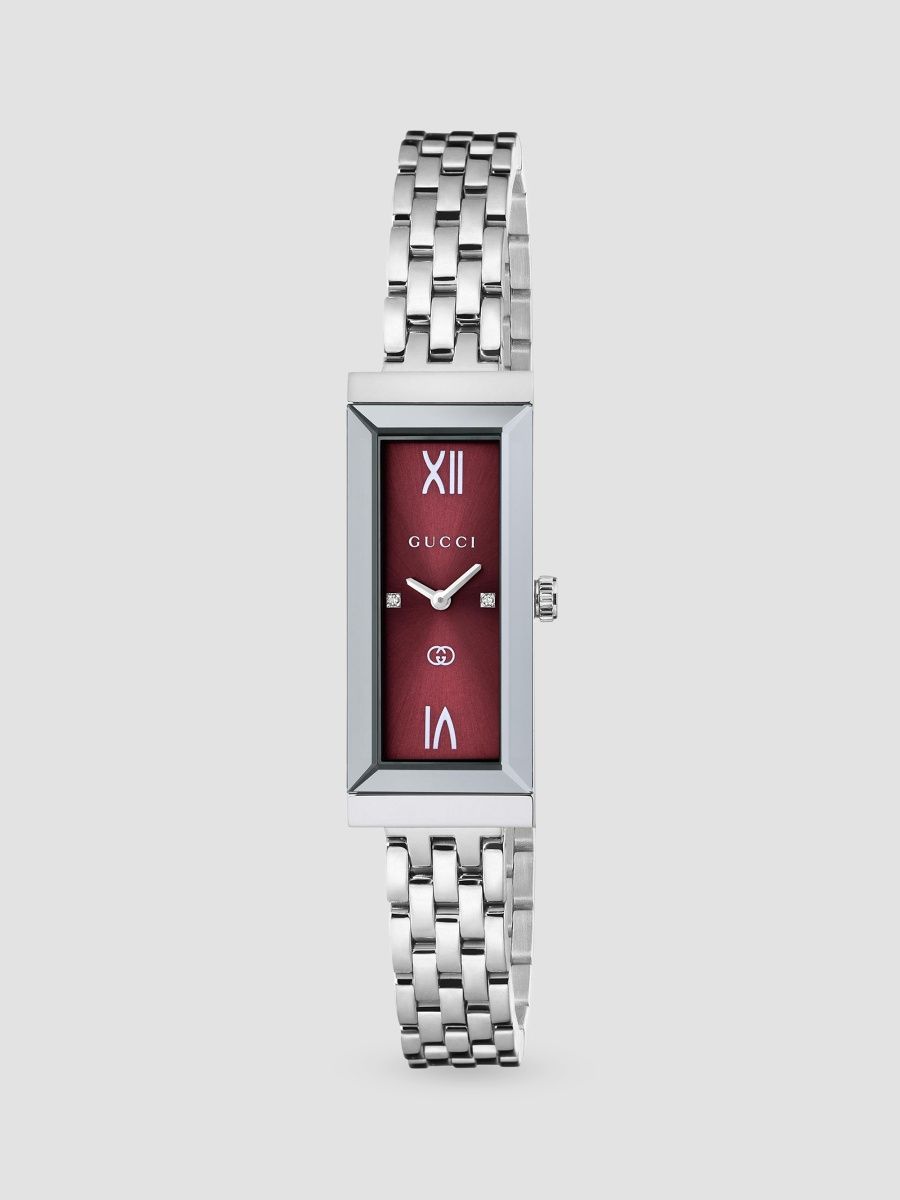 Gucci Women's G-Frame Stainless Steel & 0.005 TCW Diamond Bracelet Watch/14MM x 34MM - Red Burgundy Steel