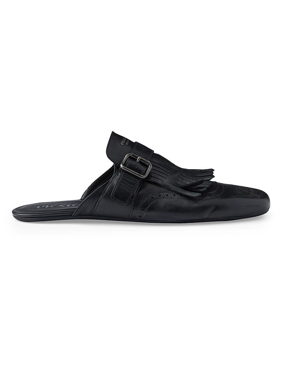 Men's Shuffle Antiqued Leather Mules - Black - Size 10