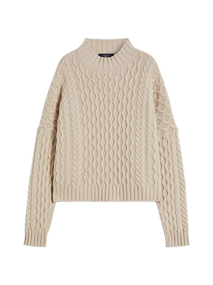 Women's Boxy Fit Wool Knit Jumper - Beige - Size XL