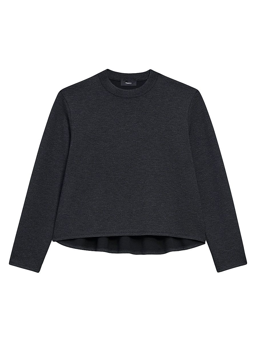 Women's Knit A-Line Crewneck Sweater - Charcoal Black - Size Large