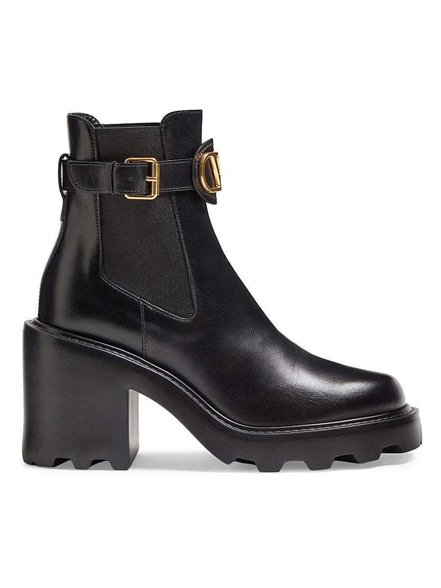 Women's VLogo Signature Calfskin Beatle 90MM Boots - Black - Size 12
