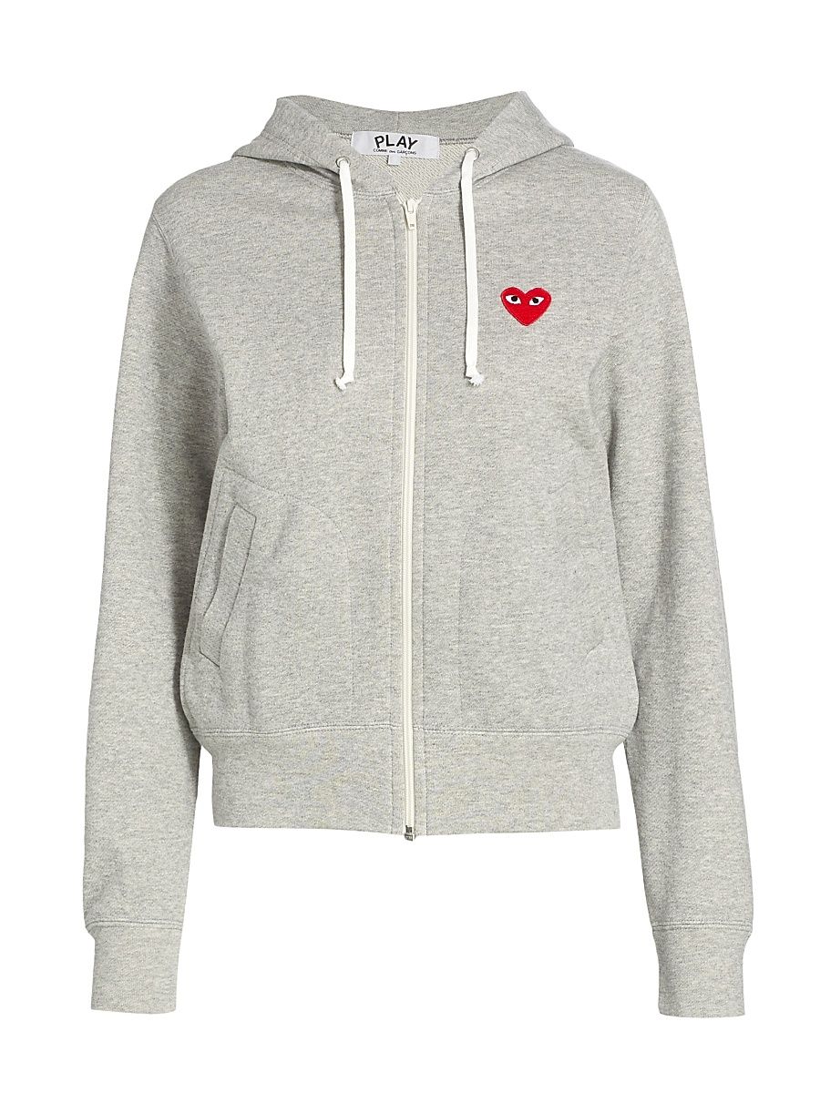 Women's Heart Back Zip Hoodie - Grey - Size XL