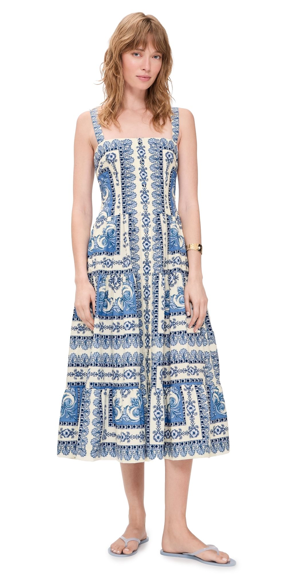 Cara Cara Margarita Tiered Dress Hudson Scarf Sky 10