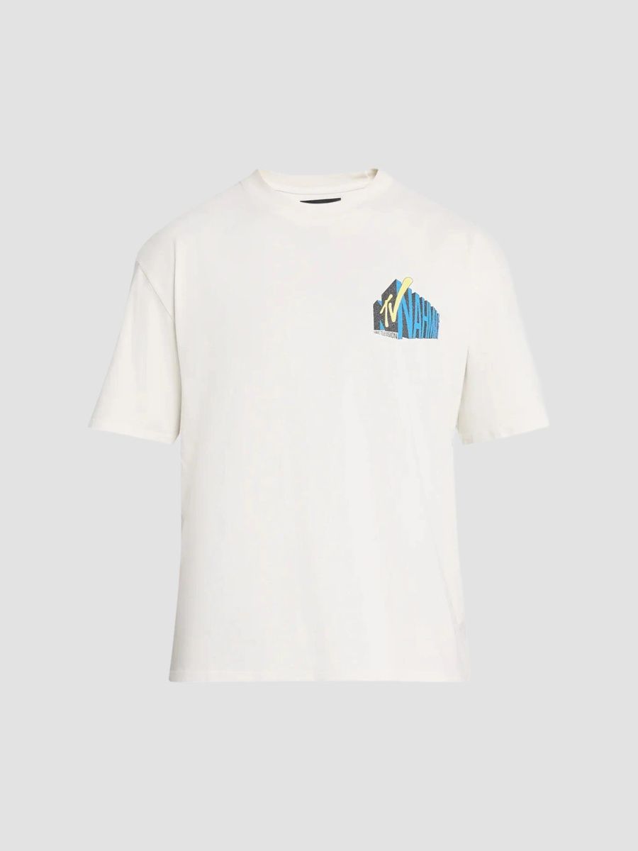 Nahmias Men's Retro Graphic Crewneck T-Shirt - Egg White - Size Small