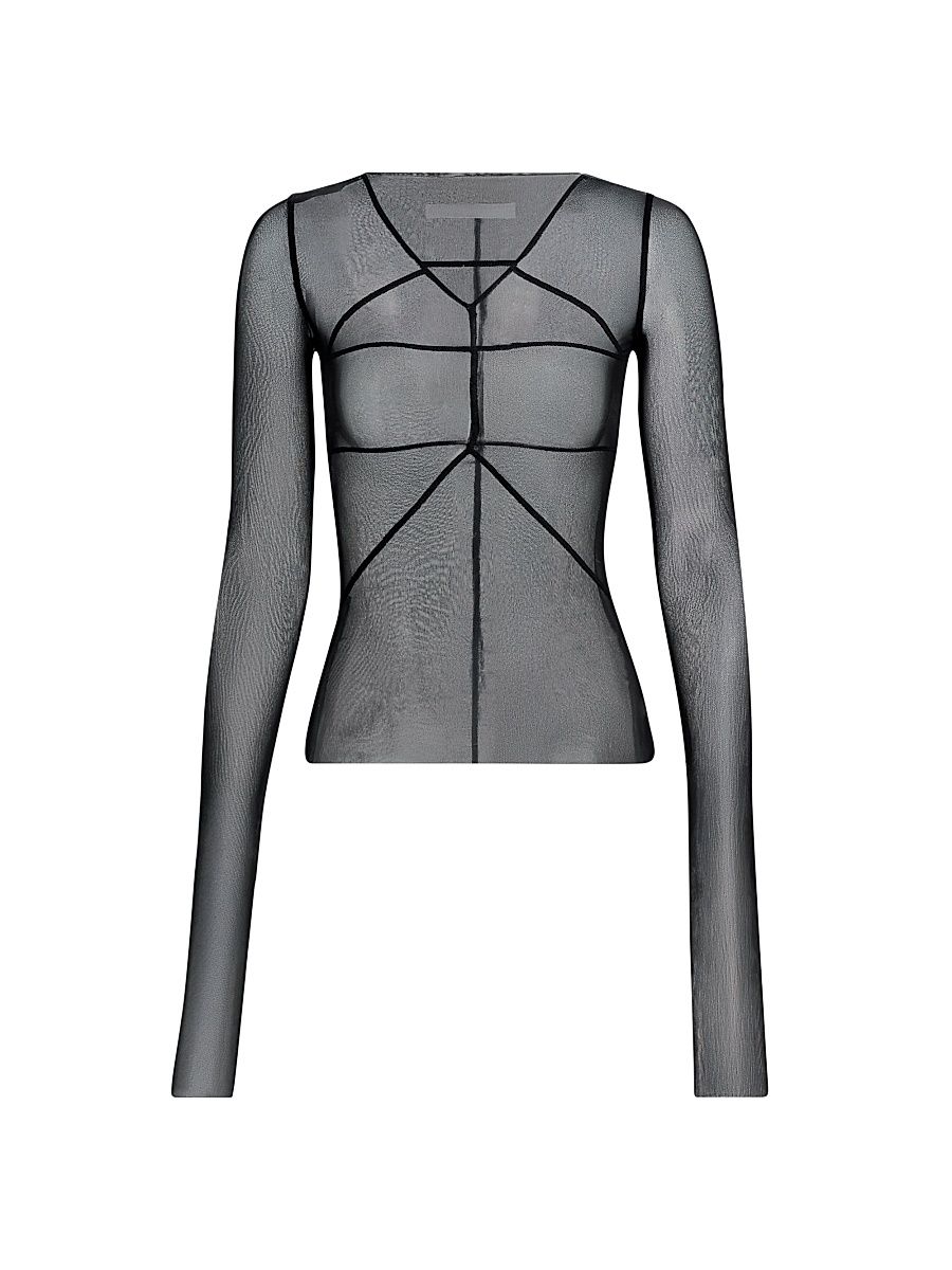 Women's Temple Sheer Top - Black - Size 8