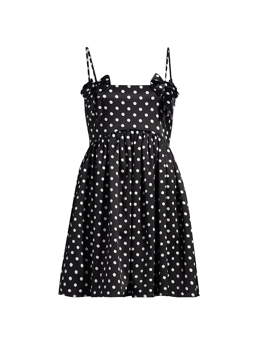 Women's Printed Double Satin Fit & Flare Minidress - Black - Size 14