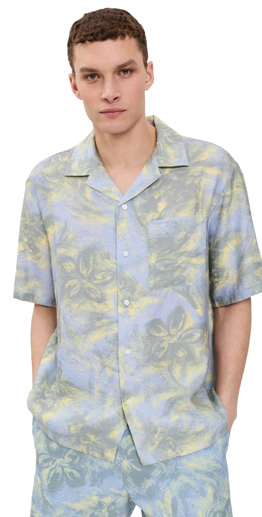 Maison Kitsuné Resort Shirt Arctic Ice/Pastel Yellow L