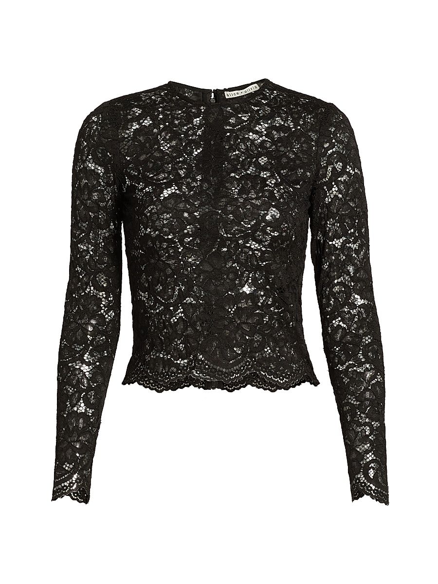Women's Delaina Lace Top - Black - Size XL
