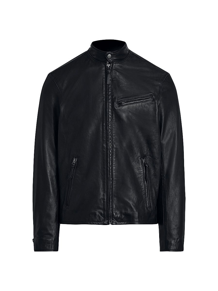 Men's Lambskin Café Racer Jacket - Black - Size XS