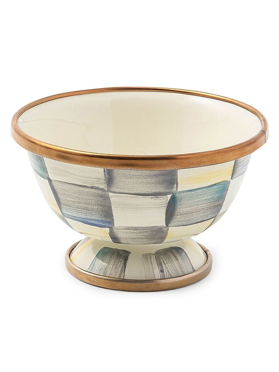 Sterling Check Enamel Little Sugar Bowl