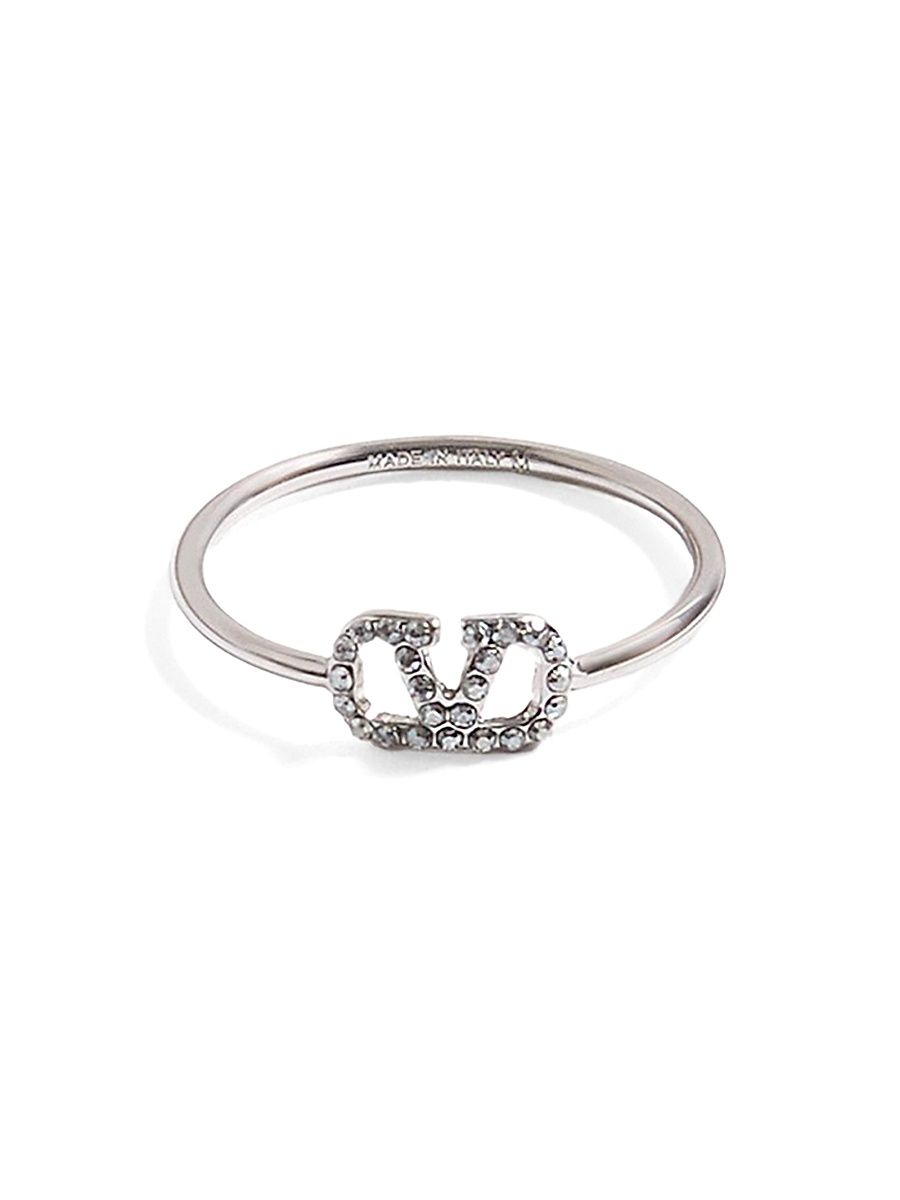 Women's VLogo Signature Metal and Swarovski Crystal Ring - Palladium Crystal - Size 11