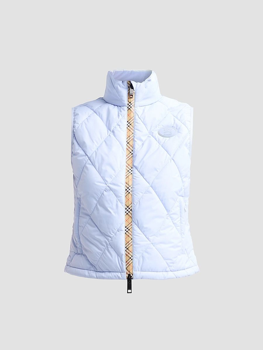 Women's Cheswick Check-Placket Quilted Vest - Sunbleached Blue - Size Large