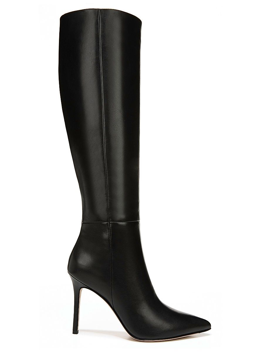 Women's Lisa 95MM Knee-High Wide-Calf Leather Boots - Black - Size 9.5