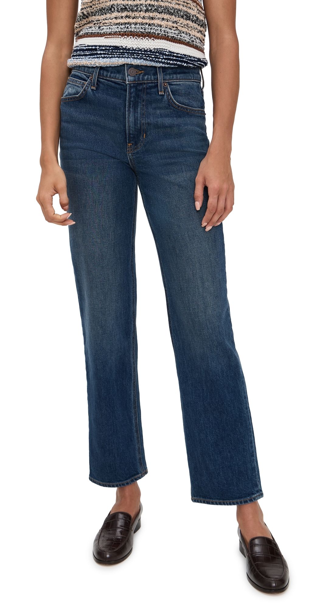 Veronica Beard Jean Leah Mid Rise Straight Leg Jeans EQUINOX BLUE 26