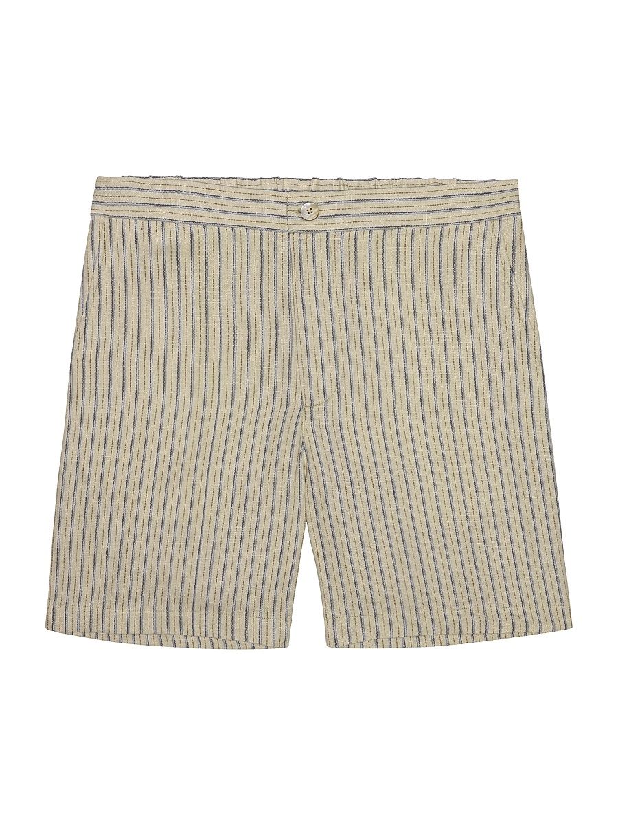 Men's Wilson Striped Linen-Cotton Shorts - Ecru Multi Stripe - Size 40