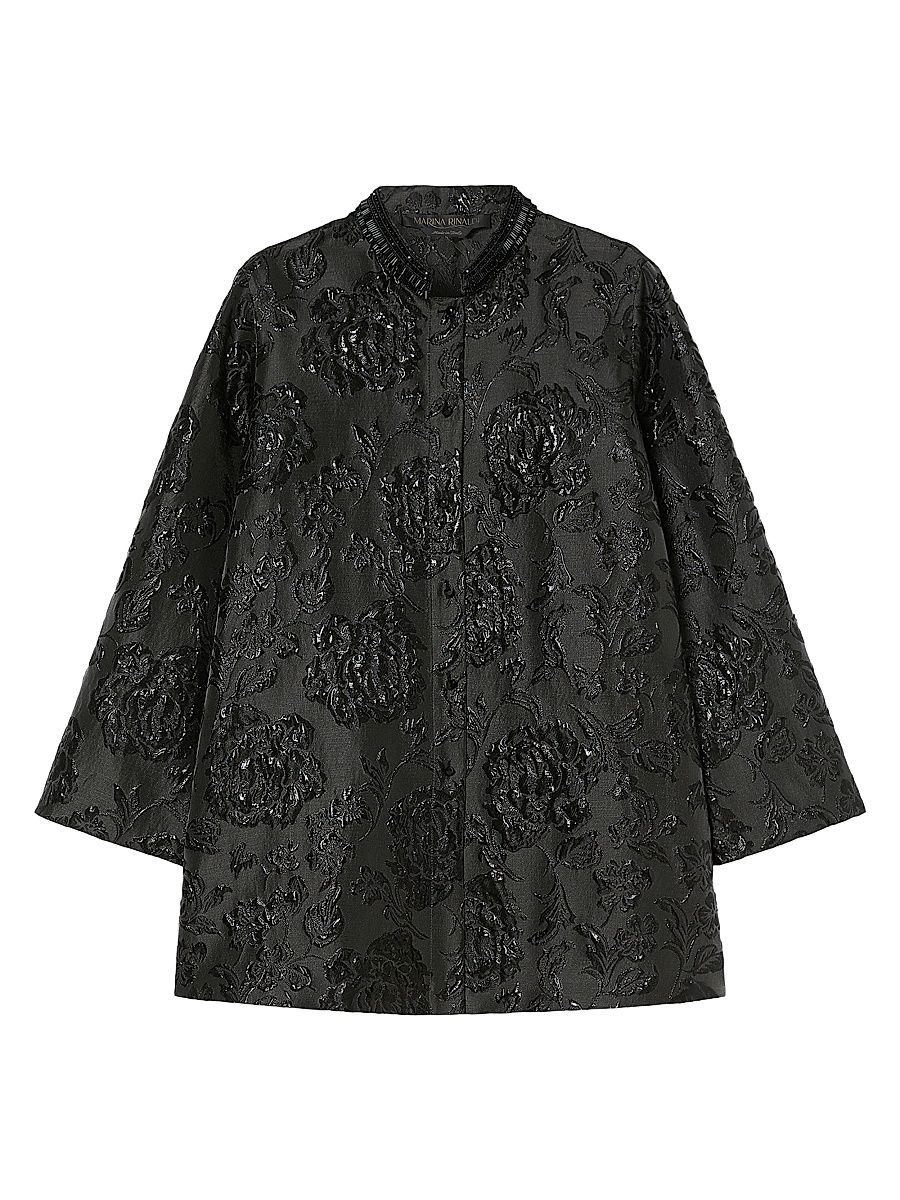 Women's Jacquard Tunic with Embroidery Jacket - Black - Size 18