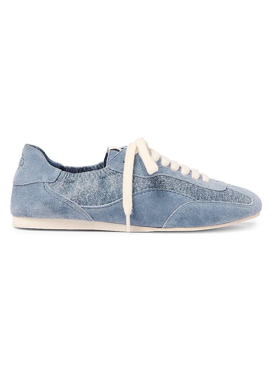 Women's Georgie Denim & Suede Low-Top Sneakers - Denim - Size 11