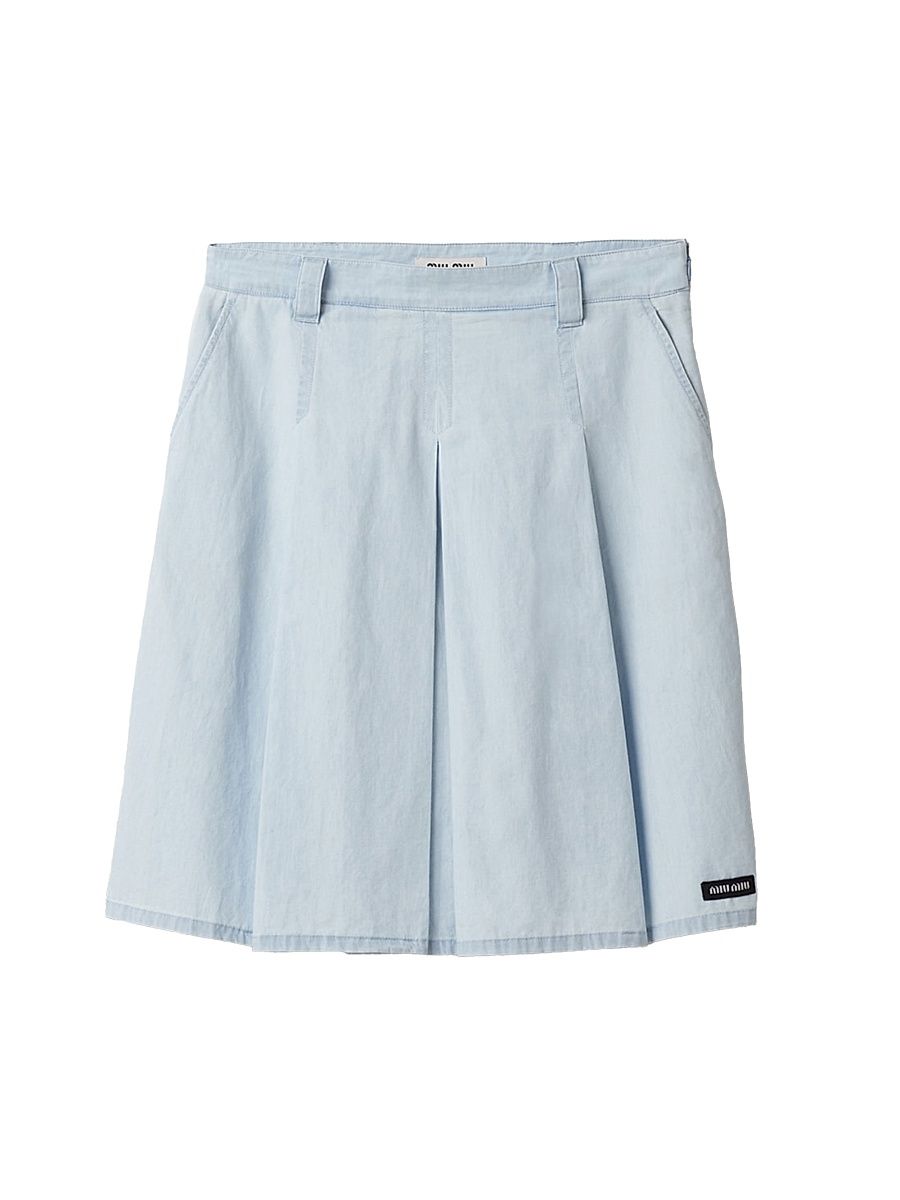 Women's Pleated Chambray Skirt - Blue - Size 4