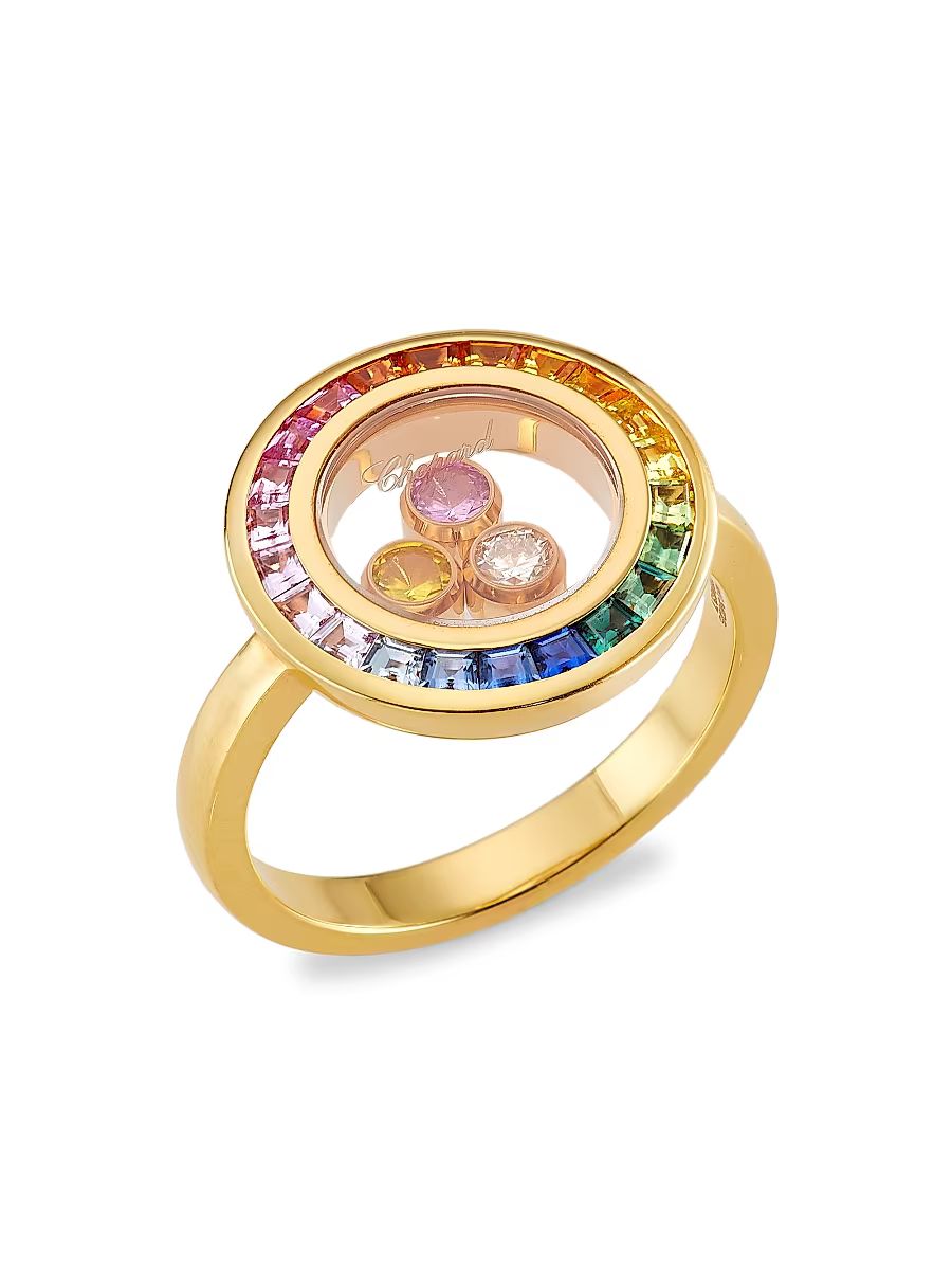 Women's Happy Diamonds 18K-Gold, Rainbow Sapphire & 0.1 TCW Diamond Ring - Pink - Size 6