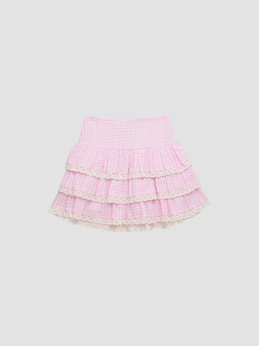 KatieJ NYC Girl's Girl's Melody Lace Ruffle Mini Skirt - Pink - Size 14