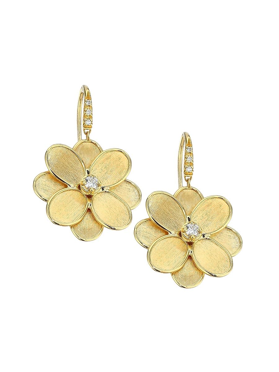 Women's Petali Lunaria 18K Yellow Gold & Diamond Flower Drop Earrings - Gold