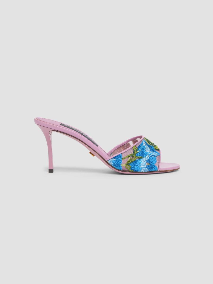 Dolce & Gabbana Women's 75MM Embroidered Textile & Leather Sandals - Violet Lilac - Size 12