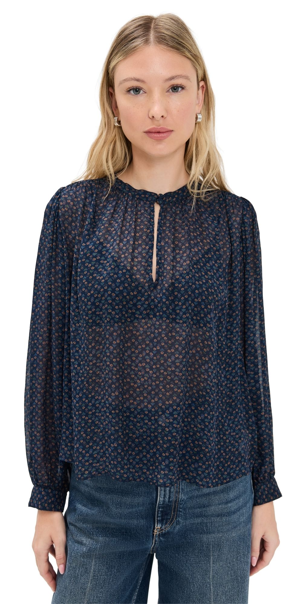 PAIGE Bibiana Blouse Navy Multi M
