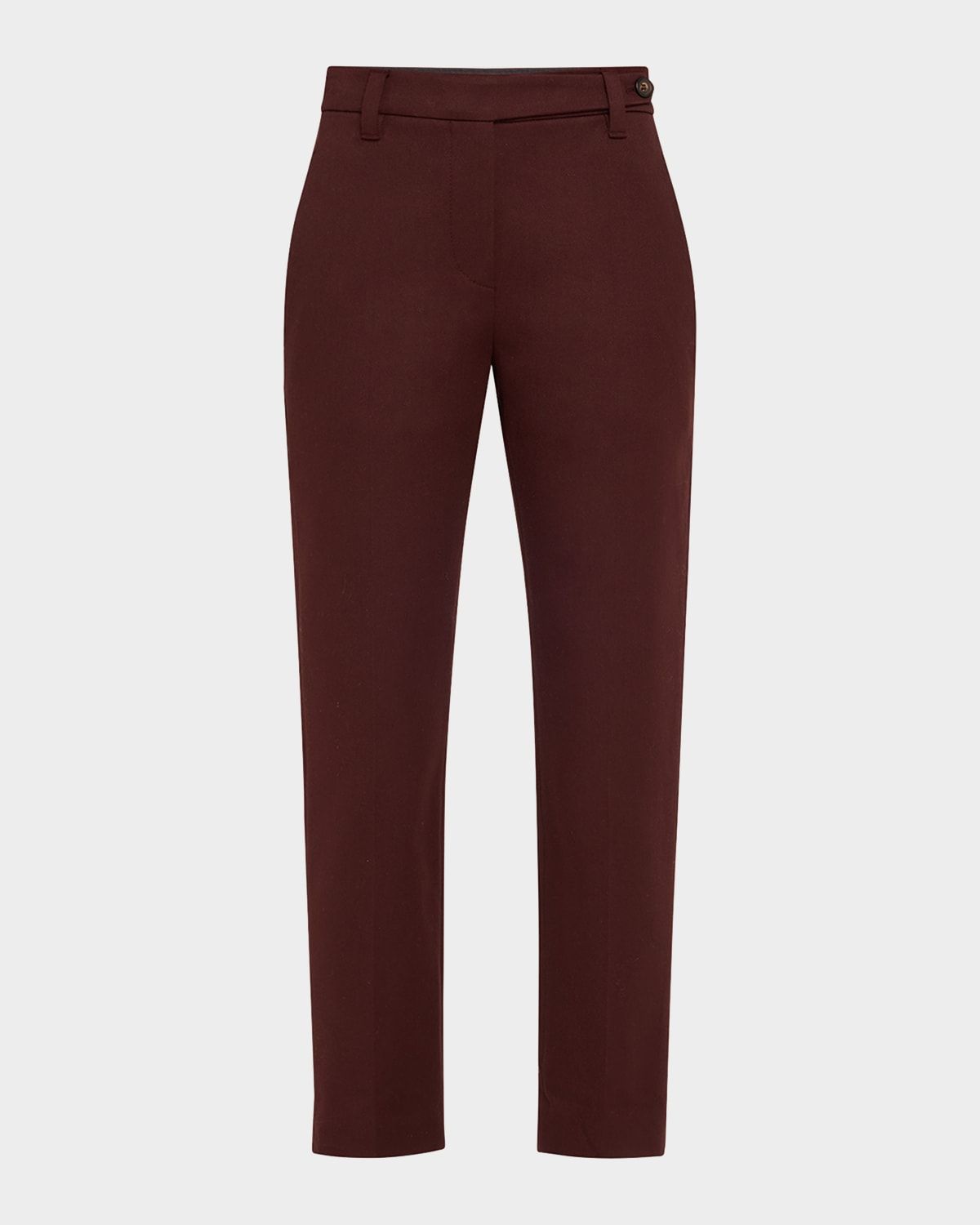 Cotton Twill Slim-Leg Ankle Pants