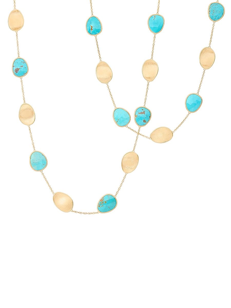Women's Lunaria 18K Yellow Gold & Mother-Of-Pearl Necklace - Turquoise