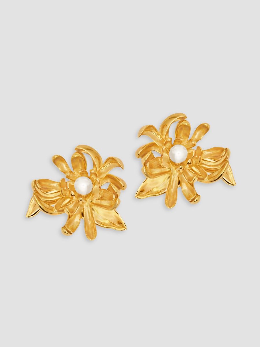 Oscar de la Renta Women's Goldtone & Imitation Pearl Chrysanthemum Stud Earrings - Gold